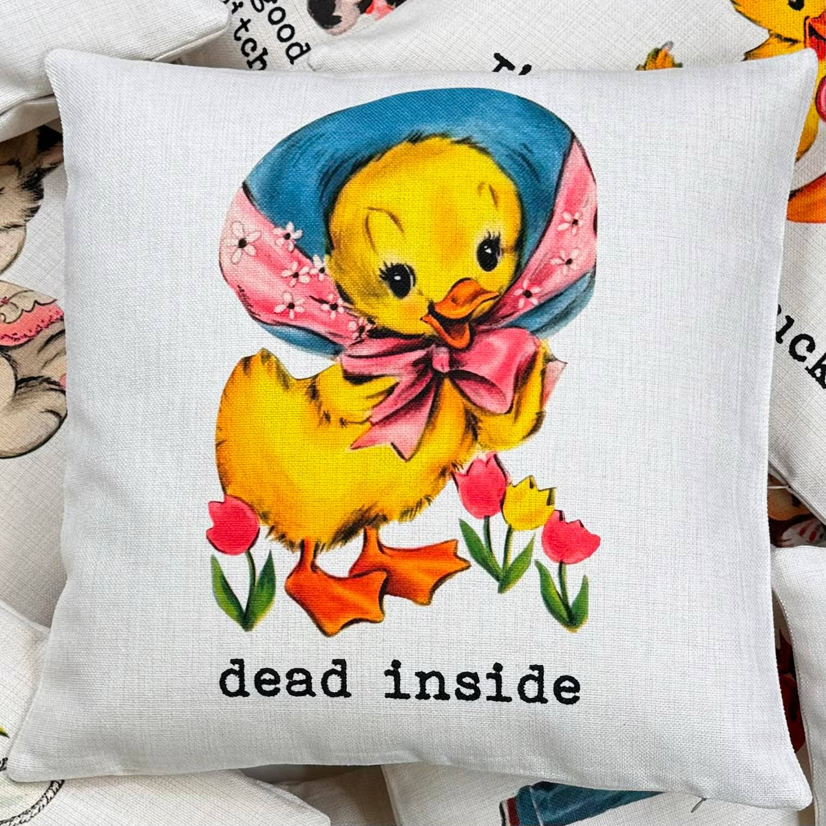 Dead Inside Funny Vintage Pillow, Decor, Vintage Pillow