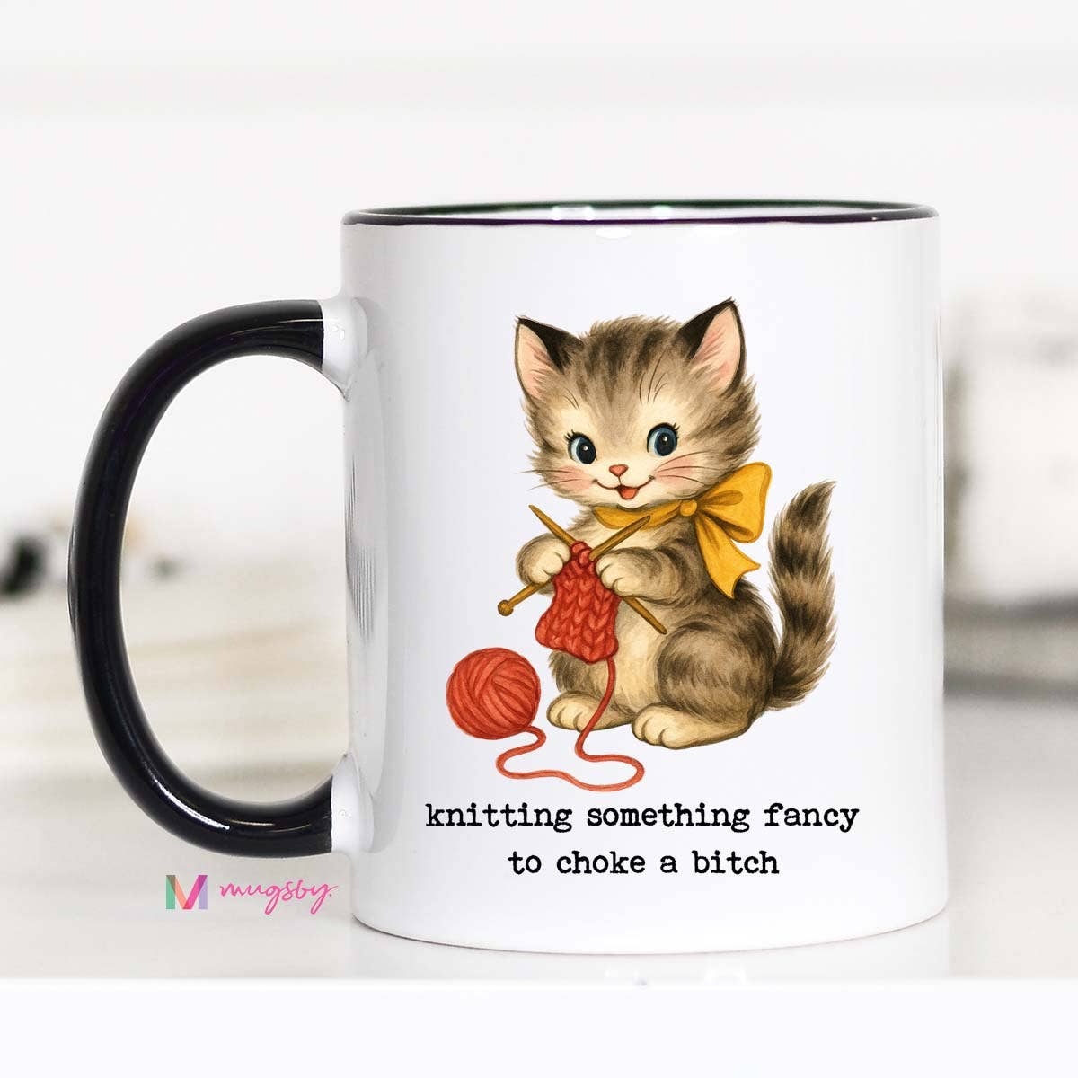 Knitting Something Fancy Funny Cat Mug for Makers