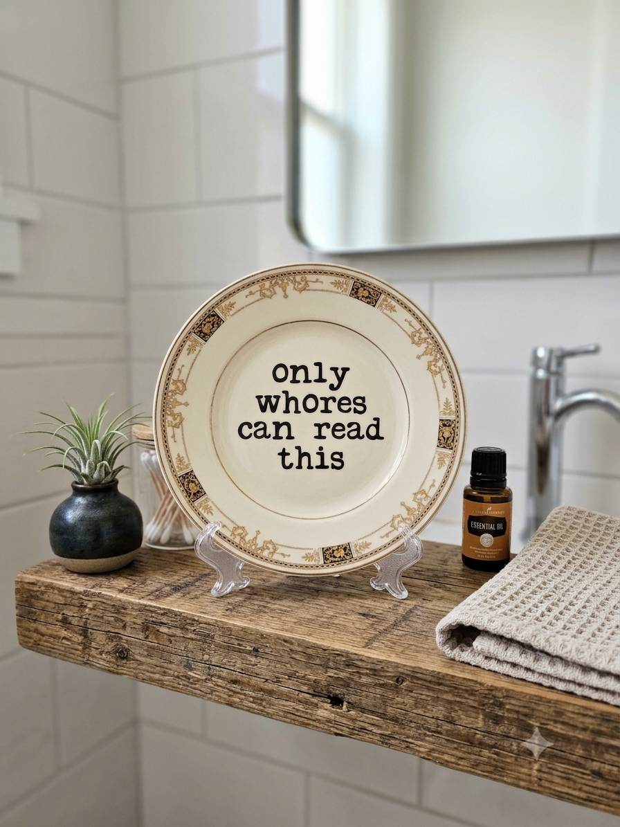 Upcycled & Unfiltered: "Only Whores Can Read This" 6" Vintage Dessert Plate - Funny Girls Trip & Bestie Decor