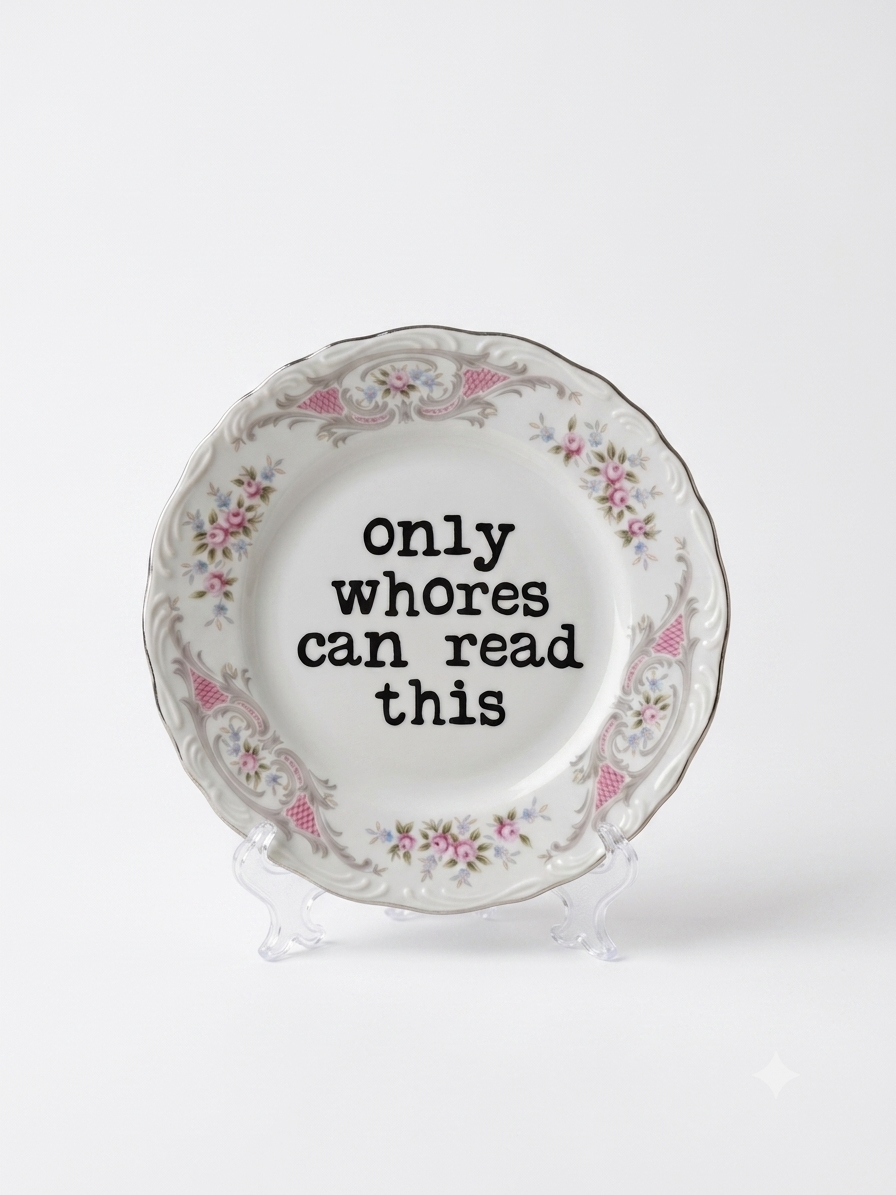 Upcycled & Unfiltered: "Only Whores Can Read This" 6" Vintage Dessert Plate - Funny Girls Trip & Bestie Decor