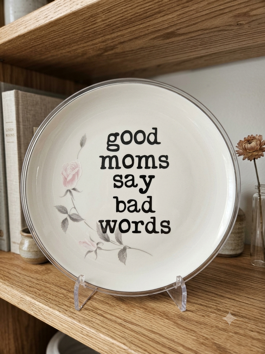 Upcycled & Unfiltered: "Good Moms Say Bad Words" 10" Vintage Plate