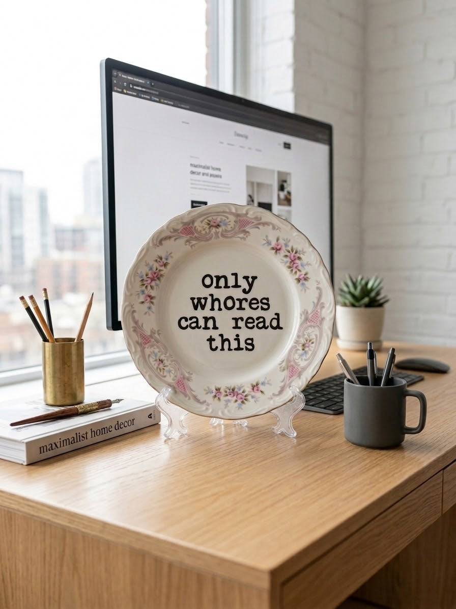 Upcycled & Unfiltered: "Only Whores Can Read This" 6" Vintage Dessert Plate - Funny Girls Trip & Bestie Decor
